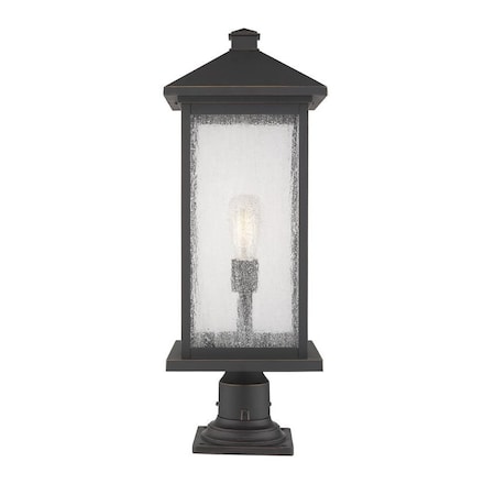 Z-Lite Portland 1 Light Outdoor Pier Mounted Fixture, Oil Rubbed Bronze And Clear Seedy 531PHBXLR-533PM-ORB